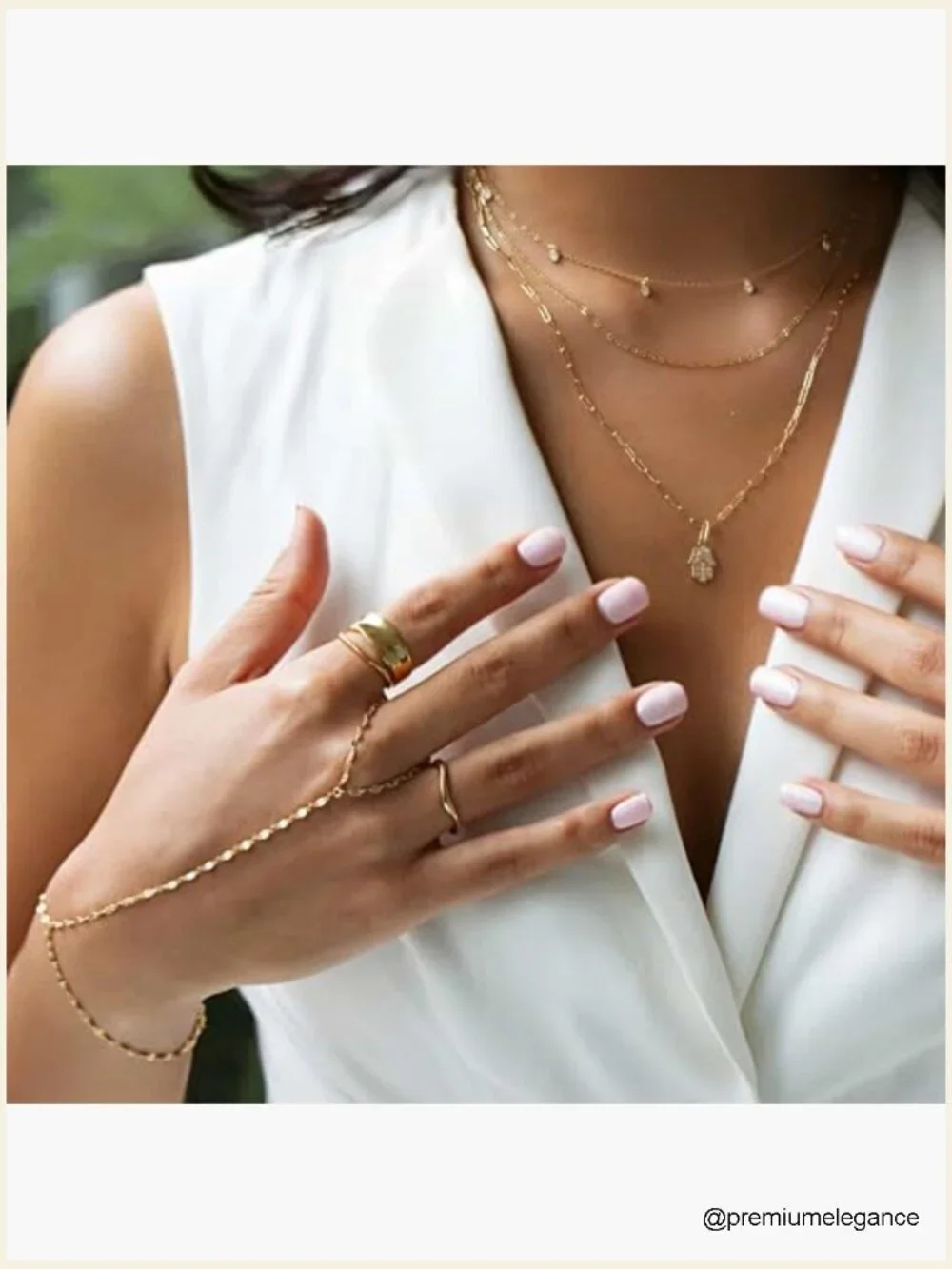 2 Pcs Gold Plated Cubic Zirconia Link Chain Bracelet Set with Adjustable